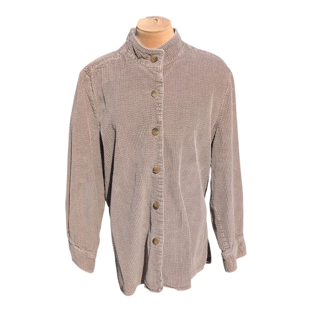 Vintage Chadwicks Shirt Size XL Beige Corduroy Long Sleeve Button Up Shacket